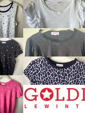 Goldie Lewinter Short Sleeve Tops - White, Black, Pink, Navy Leopard Print XS